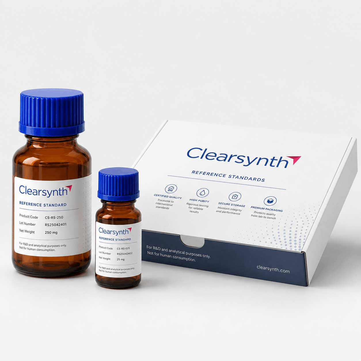 Clearsynth reference standard packaging