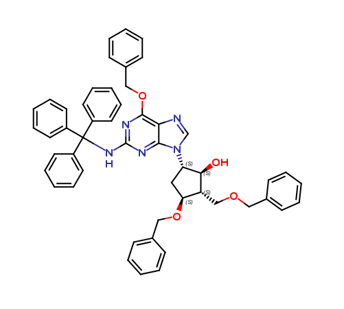 (1S,2S,3S,5S)-3-(benzyloxy)-5-(6-(benzyloxy)-2-(tritylamino)-9H-purin-9yl)-2-(benzyloxymethyl)cyclo