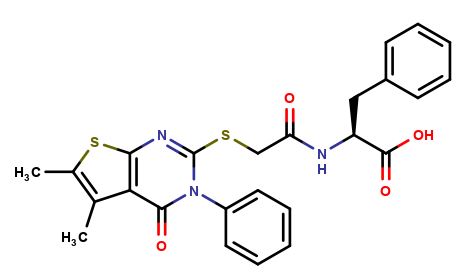 (2-((5,6-dimethyl-4-oxo-3-phenyl-3,4-dihydrothieno[2,3-d]pyrimidin-2-yl)thio)acetyl)-L-phenylalanine