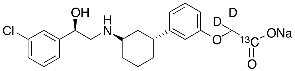 2-(3-((1R,3S)-3-(((R)-2-(3-Chlorophenyl)-2-hydroxyethyl)amino)cyclohexyl)phenoxy)acetic Acid-13C, d2 Sodium Salt