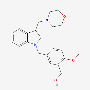 (2-methoxy-5-((3-(morpholinomethyl)indolin-1-yl)methyl)phenyl)methanol