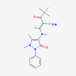 (2E)-2-[[(1,5-dimethyl-3-oxo-2-phenylpyrazol-4-yl)amino]methylidene]-4,4-dimethyl-3-oxopentanenitrile