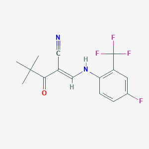 (2E)-2-[[4-fluoro-2-(trifluoromethyl)anilino]methylidene]-4,4-dimethyl-3-oxopentanenitrile