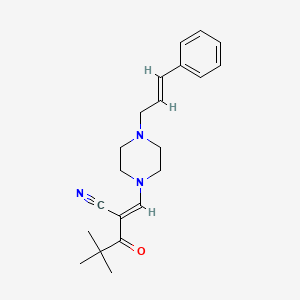 (2E)-4,4-dimethyl-3-oxo-2-[[4-[(E)-3-phenylprop-2-enyl]piperazin-1-yl]methylidene]pentanenitrile