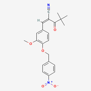 (2Z)-2-({3-methoxy-4-[(4-nitrophenyl)methoxy]phenyl}methylidene)-4,4-dimethyl-3-oxopentanenitrile