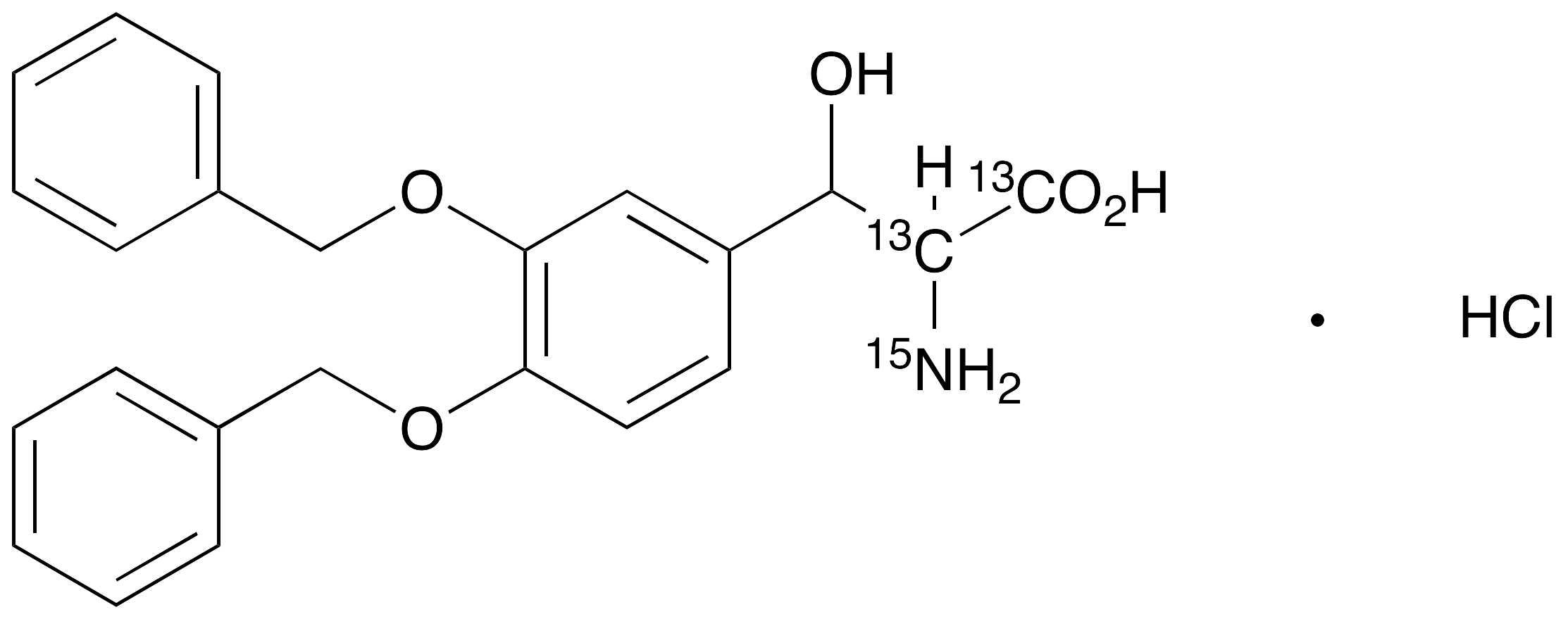 3,4-Di-O-benzyl Droxidopa-13C2,15N Hydrochloride(Mixture of Diastereomers)