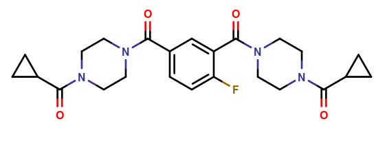 (4-fluoro-1,3-phenylene)bis((4-(cyclopropanecarbonyl)piperazin-1-yl)methanone)