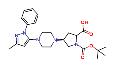 (4S)-1-(tert-butoxycarbonyl)-4-(4-(3-methyl-1-phenyl-1H-pyrazol-5-yl)piperazin-1-yl)pyrrolidine-2-carboxylic acid