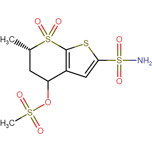 (6S)-6-methyl-7,7-dioxido-2-sulfamoyl-5,6-dihydro-4H-thieno[2,3-b]thiopyran-4-yl methanesulfonate