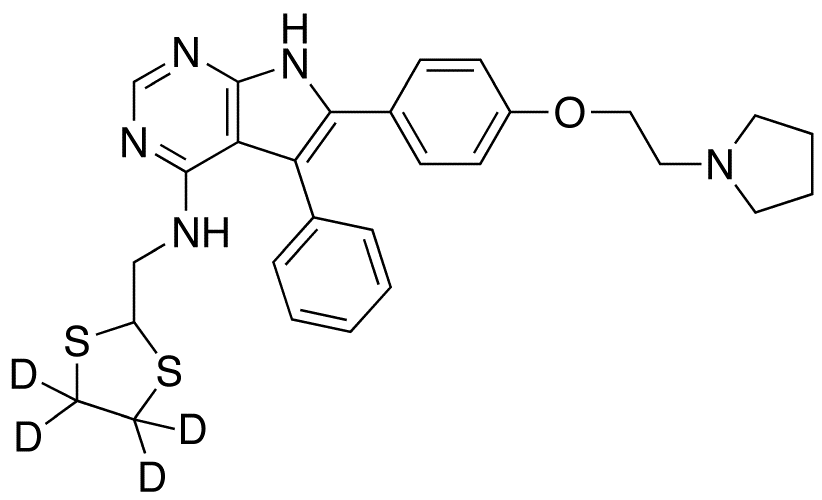 N-(1,3-Dithiolan-2-ylmethyl)-5-phenyl-6-[4-[2-(1-pyrrolidinyl)ethoxy]phenyl]-7H-pyrrolo[2,3-d]pyrimidin-4-amine-d4