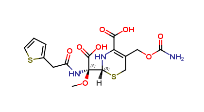 (R)-5-((carbamoyloxy)methyl)-2-((S)-carboxy(methoxy)(2-(thiophen-2-yl)acetamido)methyl)-3,6-dihydro-