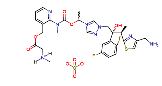 1-((2R,3R)-3-(4-(aminomethyl)thiazol-2-yl)-2-(2,5-difluorophenyl)-2-hydroxybutyl)-4-(1-((methyl(3-((2-(methylammonio)acetoxy)methyl)pyridin-2-yl)carbamoyl)oxy)ethyl)-1H-1,2,4-triazol-4-ium sulfate