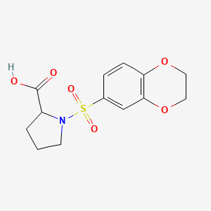 1-(2,3-Dihydro-1,4-benzodioxine-6-sulfonyl)pyrrolidine-2-carboxylic acid