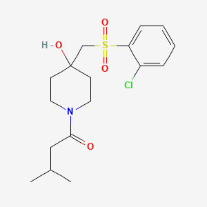 1-(4-{[(2-chlorophenyl)sulfonyl]methyl}-4-hydroxypiperidino)-3-methyl-1-butanone