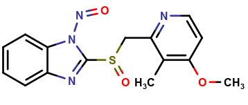 2-{[(4-methoxy-3- methylpyridin-2- yl)methyl]sulfinyl}-1- nitroso-1H-benzimidazole