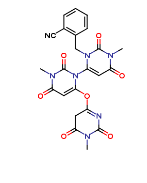 2-((1',3-dimethyl-6-((1-methyl-2,6-dioxo-1,2,5,6-tetrahydropyrimidin-4-yl)oxy)-2,2',4,6'-tetraoxo-1',3,4,6'-tetrahydro-2H-[1,4'-bipyrimidin]-3'(2'H)-yl)methyl)benzonitrile