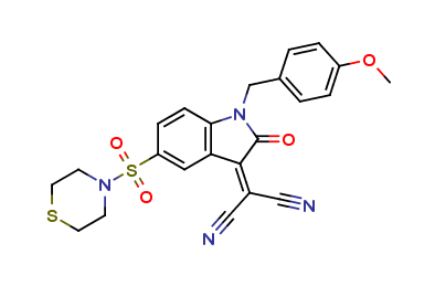 2-[(4-Methoxybenzyl)-2-oxo-5-(thiomorpholinosulfonyl)indolin-3-ylidene]malononitrile