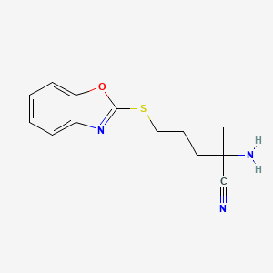 2-Amino-5-(1,3-benzoxazol-2-ylsulfanyl)-2-methylpentanenitrile