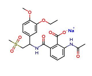 2-acetamido-6-{[1-(3-ethoxy-4-methoxyphenyl)-2-methanesulfonylethyl] carbamoyl} benzoic acid sodium