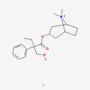 3-{[2-(Hydroxymethyl)-2-phenylbutanoyl]oxy}-8,8-dimethyl-8-azoniabicyclo[3.2.1]octane iodide