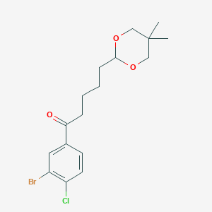 3'-Bromo-4'-chloro-5-(5,5-dimethyl-1,3-dioxan-2-YL)valerophenone