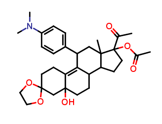 3,3-(1,2-ethanedioxy)-5alpha-hydroxy-11beta-(4,N,N-dimethyl-aminophenyl)-17alpha-acetoxy-19-norpregn