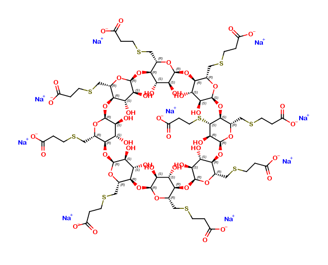 3-deoxy-3-(2-carboxyethyl)thio)-octakis(6-deoxy-6-(2-carboxyethyl)thio)-gammacyclodextrin sodium sal