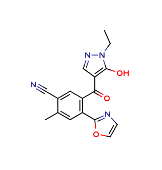 5-(1-Ethyl-5-hydroxy-1H-pyrazole-4-carbonyl)-2-methyl-4-oxazol-2-yl-benzonitrile