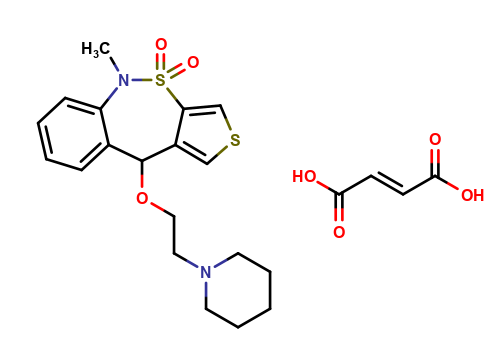 5-methyl-10-(2-(piperidin-1-yl)ethoxy)-5,10-dihydrobenzo[c]thieno[3,4-f][1,2]thiazepine 4,4-dioxide fumarate