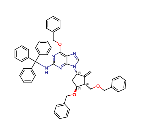 6-(benzyloxy)-9-((1S,3R,4S)-4-(benzyloxy)-3-(benzyloxymethyl)-2-methylenecyclopentyl)-N-trityl-9H-pu