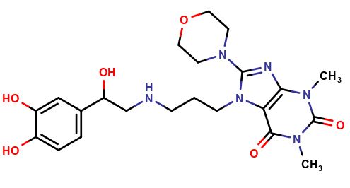 7-(3-((2-(3,4-Dihydroxyphenyl)-2-hydroxyethyl)amino)propyl)-8-morpholinotheophylline