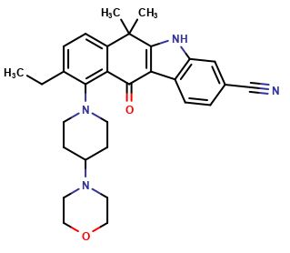 9-ethyl-6,6-dimethyl-10-(4-morpholinopiperidin-1-yl)-11-oxo-6,11-dihydro-5H-benzo[b]carbazole-3-carbonitrile