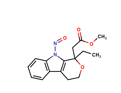 Show details of Methyl 2-(1-ethyl-9-nitroso-1,3,4,9-tetrahydropyrano[3,4-b]indol-1-yl)acetate