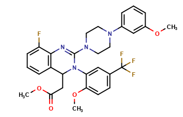 Methyl 8-fluoro-3,4-dihydro-2-[4-(3-methoxyphenyl)-1-piperazinyl]-3-[2-methoxy-5-(trifluoromethyl)phenyl]-4-quinazolineacetate