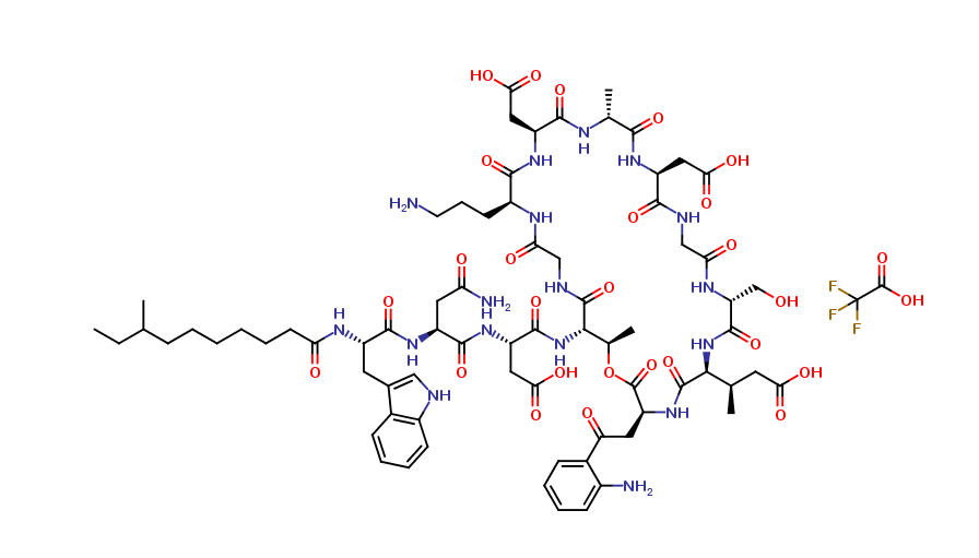 N-Desdecanoyl, N-(8-Me-decanoyl) Daptomycin Trifluoroacetic Acid Salt
