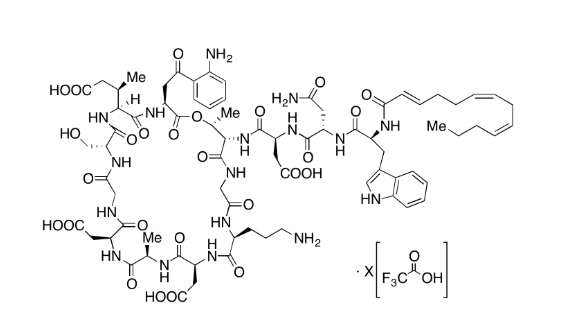 N-Desdecanoyl, N-(dodeca-2,6,9-trienoyl) Daptomycin Trifluoroacetic Acid Salt