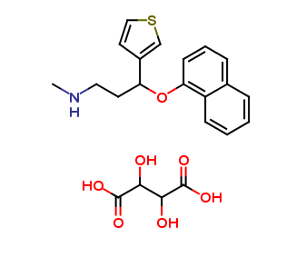 N-methyl-3-(1-napthalenyloxy)-3-(3-thienyl)propanamine tartrate