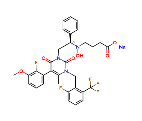 Sodium (R)-4-((2-(5-(2-fluoro-3-methoxyphenyl)-3-(2-fluoro-6-(trifluoromethyl)benzyl)-4-methyl-2,6-d