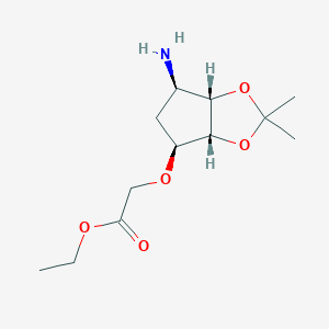 ethyl 2-(((3aR,4S,6R,6aS)-6-amino-2,2-dimethyltetrahydro-4H-cyclopenta[d][1,3]dioxol-4-yl)oxy)acetat