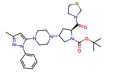 tert-Butyl (2S,4R)-4-(4-(3-methyl-1-phenyl-1H-pyrazol-5-yl)piperazin-1-yl)-2-(thiazolidine-3-carbony